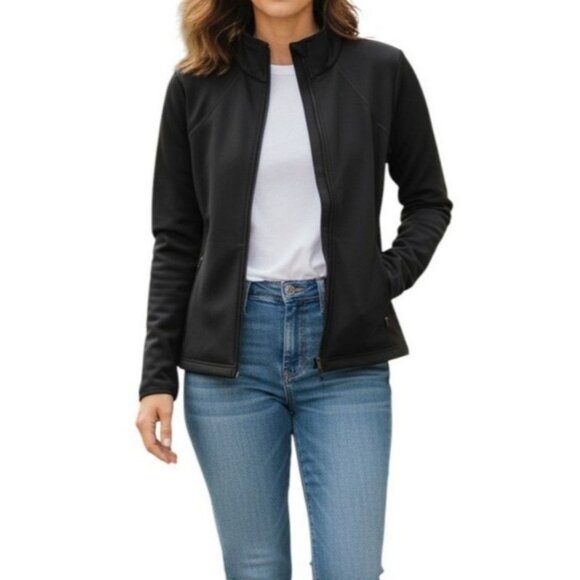 Isabella Activewear Women’s Black Full Zip Jacket Size M Ruffle Hem NWT - Picture 1 of 8